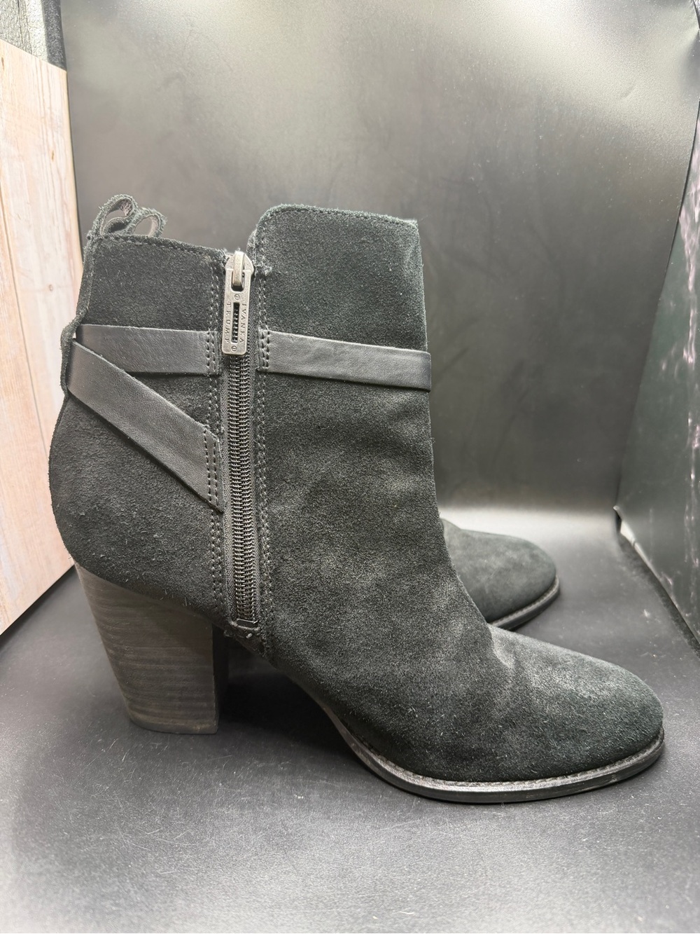 Ivanka Trump Women's Black Suede Ankle Boot with Side Zip